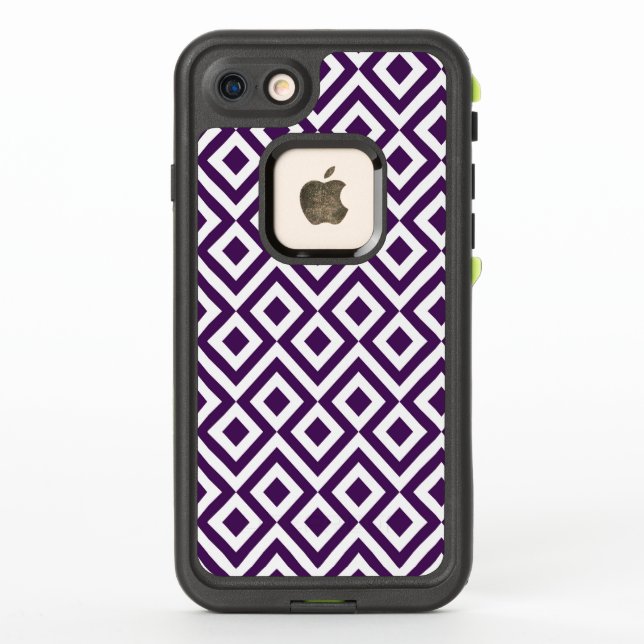 Coque LifeProof Pour iPhone Méandre pourpre et blanc géométrique (Dos)