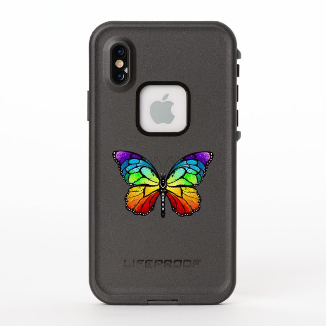 Coque LifeProof Pour iPhone Monarque papillon arc-en-ciel (Dos)