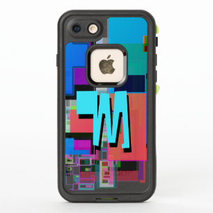 Monogramme géométrique coloré inspiré des années 9