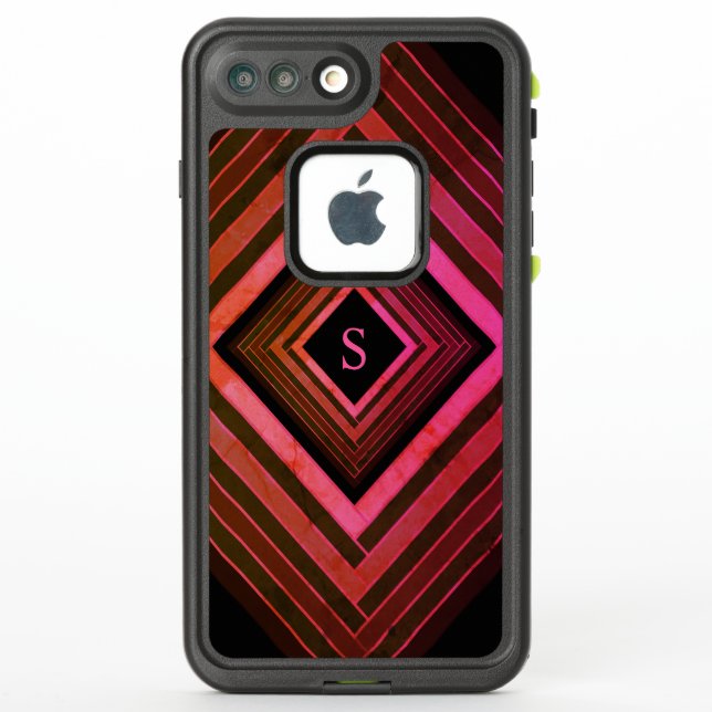 Coque LifeProof Pour iPhone Monogramme géométrique rose rustique Carré moderne (Dos)