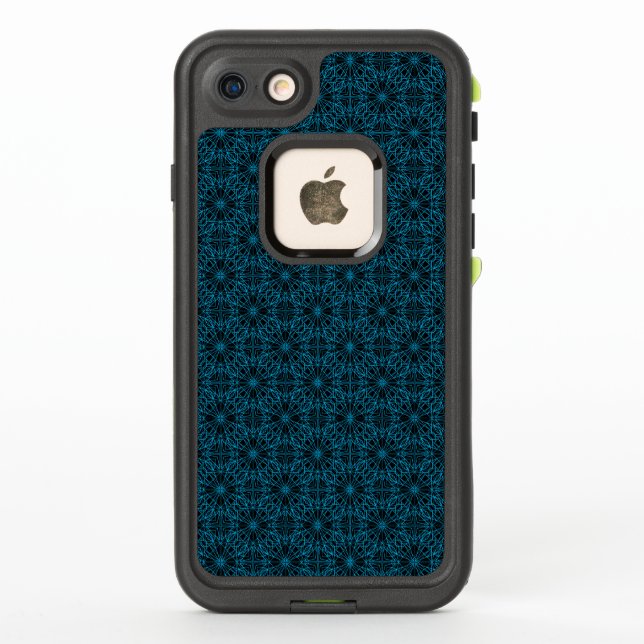Coque LifeProof Pour iPhone Motif de symétrie géométrique bleu clair noir (Dos)