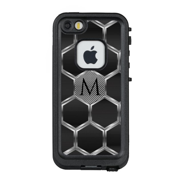 Coque LifeProof Pour iPhone Motif géométrique métallique argenté et gris 3 (Dos)