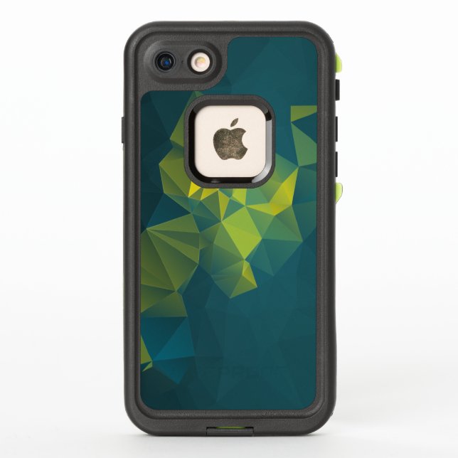 Coque LifeProof Pour iPhone Motif Pyramide Abstrait bleu jaune (Dos)