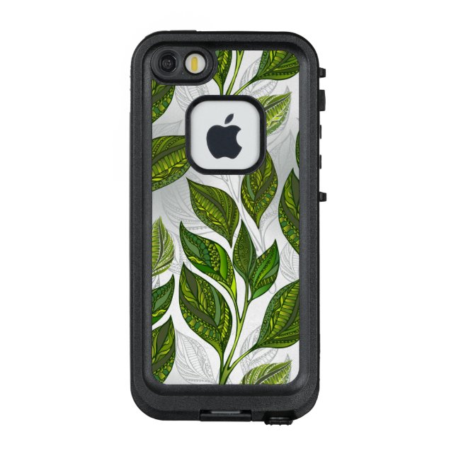 Coque LifeProof Pour iPhone Motif sans couture avec Feuilles de thé vert (Dos)