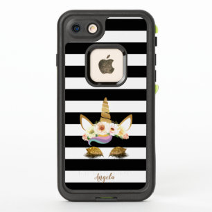 Parties scintillant d'or Unicorn Floral Black Whit