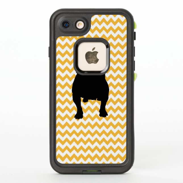 Coque LifeProof Pour iPhone Pastel Orange Chevron Avec Bulldog Anglais (Dos)