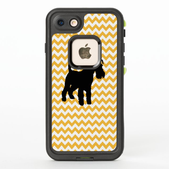 Coque LifeProof Pour iPhone Pastel Orange Chevron Avec Schnauzer (Dos)