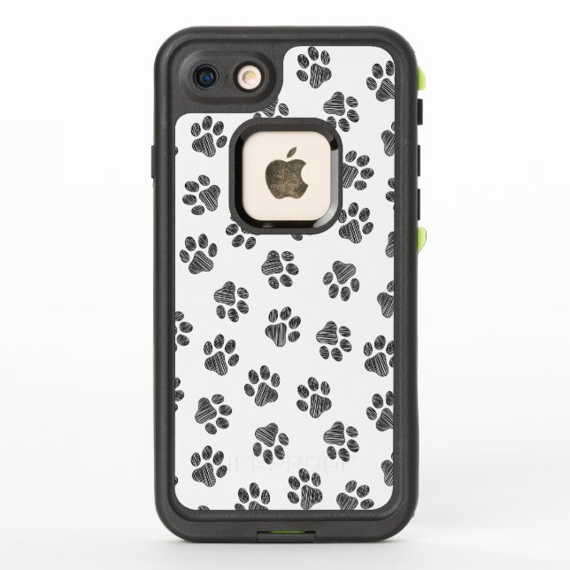 Coque LifeProof Pour iPhone Patrouilles de Doodle, Paws de Chien, Paws Noirs (Dos)