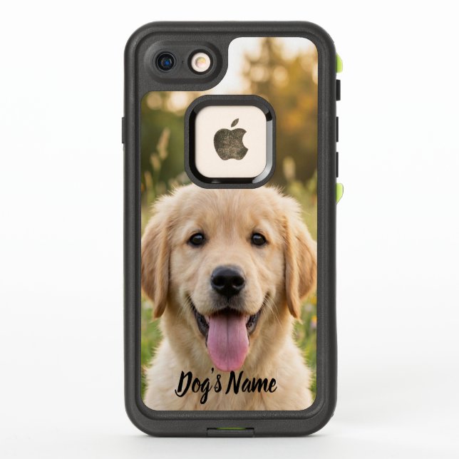 Coque LifeProof Pour iPhone Personalized Golden Retriever Photo and Name  (Dos)