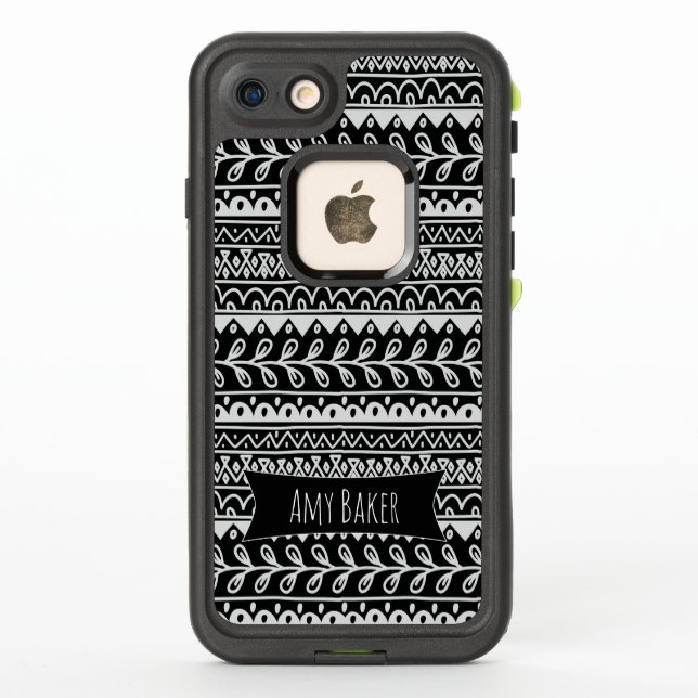 Coque LifeProof Pour iPhone Rangées noires et blanches personnalisées des (Dos)