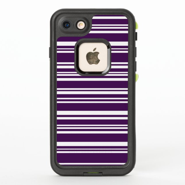 Coque LifeProof Pour iPhone Rayures mélangées pourpres et blanches foncées (Dos)