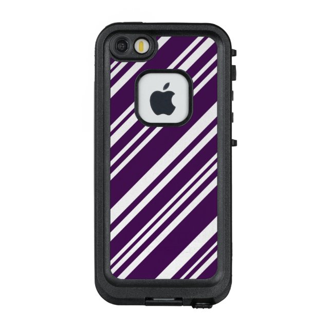 Coque LifeProof Pour iPhone Rayures pourpres et blanches diagonales (Dos)