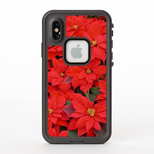 Coque LifeProof Pour iPhone Red Poinsettias I Christmas Holiday Floral Photo (Dos)