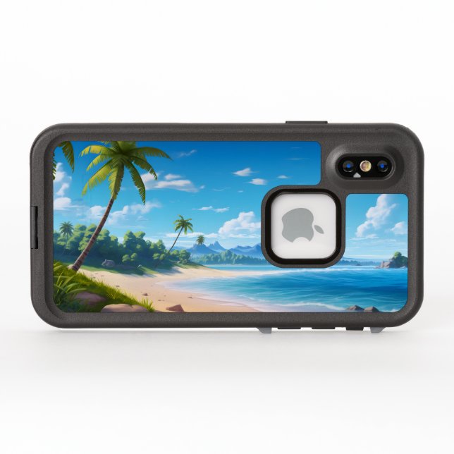 Coque LifeProof Pour iPhone Rivage de plage sablonneuse d'île océanique tropic (Dos Horizontal)