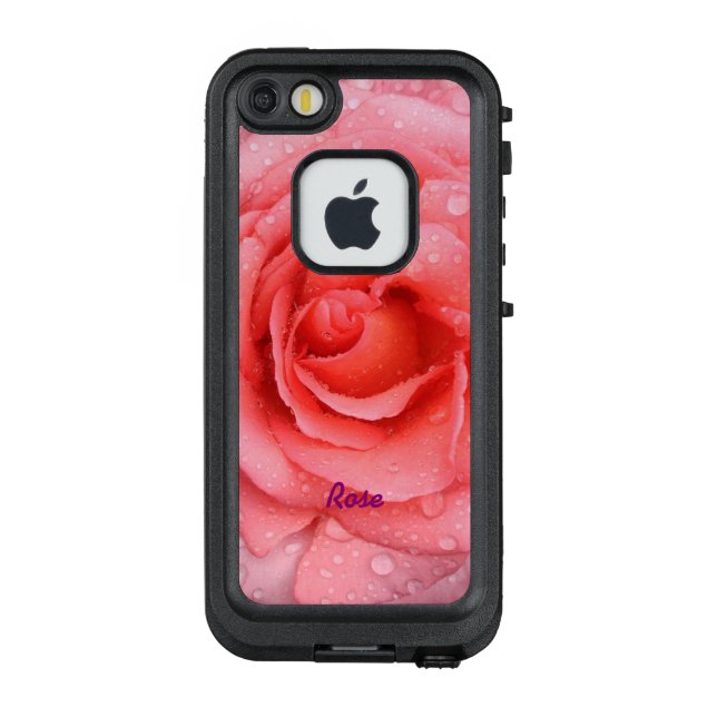 Coque LifeProof Pour iPhone Romantique Rose rose rouge gouttes d'eau personnal (Dos)