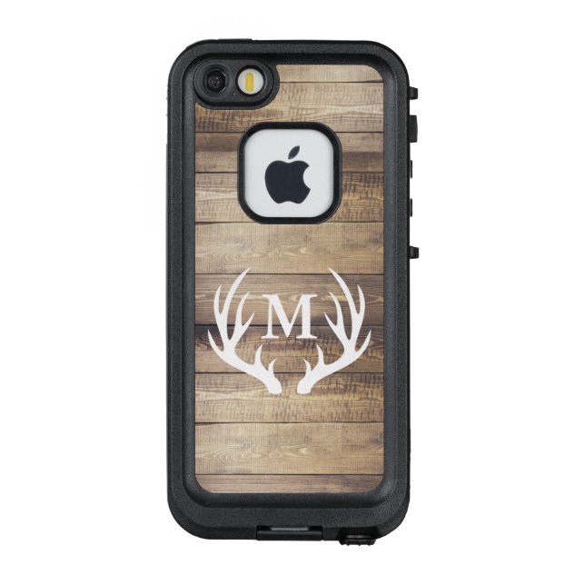 Coque LifeProof Pour iPhone Russe Grange Bois Blanc Cerf Antlers Lettre initia (Dos)