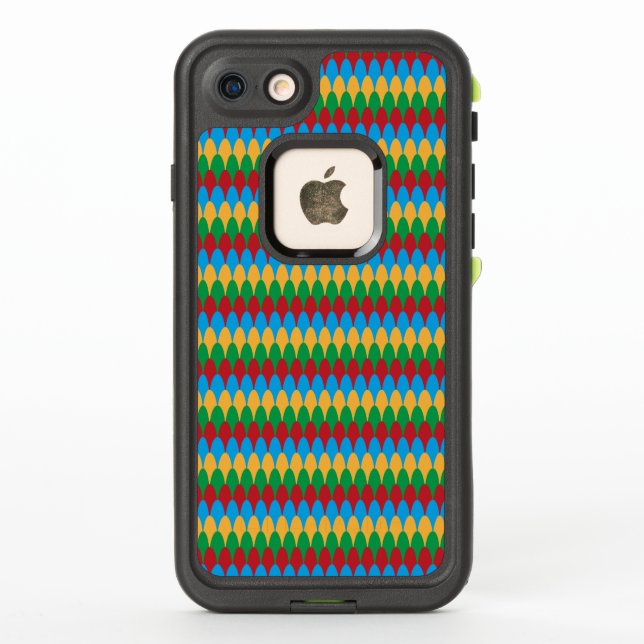 Coque LifeProof Pour iPhone Saint-Jacques géométriques jaune bleu vert et roug (Dos)
