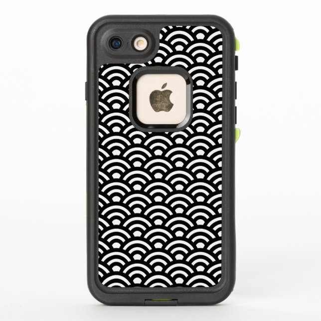 Coque LifeProof Pour iPhone Seigaiha, Vagues, Japonais, Noir et Blanc (Dos)