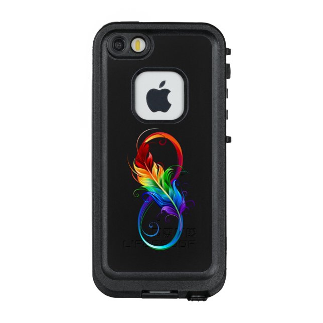 Coque LifeProof Pour iPhone Symbole d'infini avec plume arc-en-ciel (Dos)