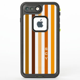Tan Brown Orange Vertical Stripes Monogramme