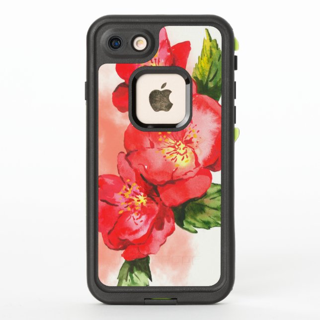 Coque LifeProof Pour iPhone Trois Roses d'aquarelle rouge et rose (Dos)