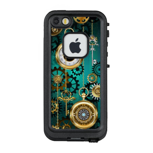 Coque LifeProof Pour iPhone Veille bijoux Steampunk sur un Arrière - plan vert (Dos)