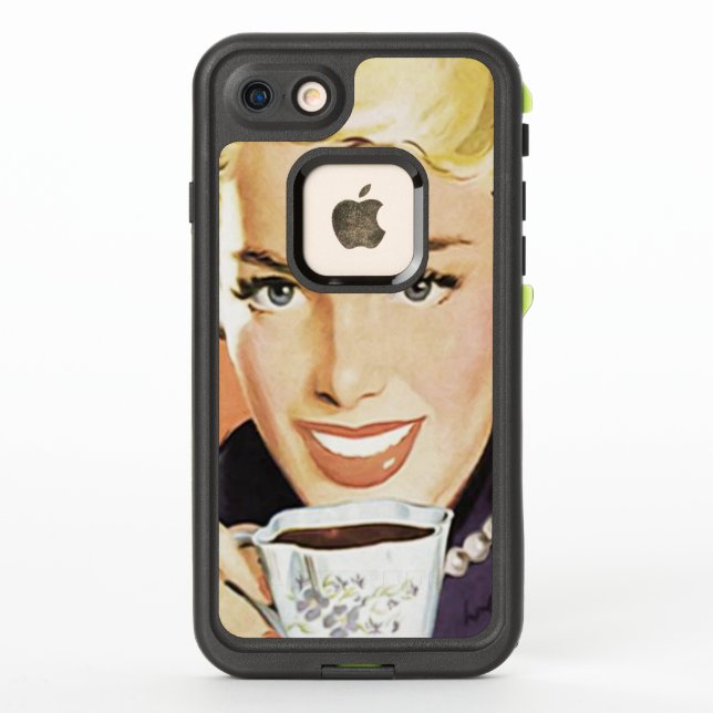 Coque LifeProof Pour iPhone Vintage dame dans le café Pause Illustration iPhon (Dos)