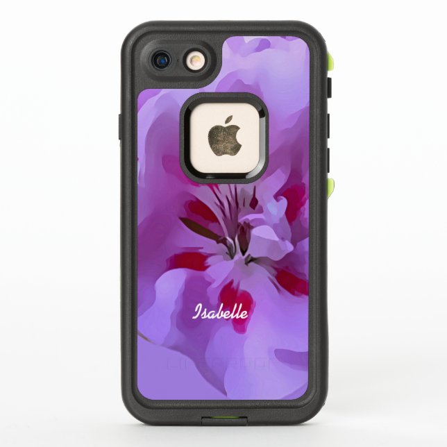 Coque LifeProof Pour iPhone Violet rose Abstrait Hibiscus Fleur personnalisée (Dos)