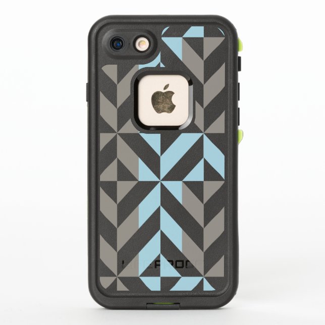 Coque LifeProof Pour iPhone ZigZag géométrique bleu et argent (Dos)