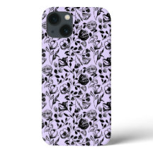 Coque Lilac floral tiré à la main