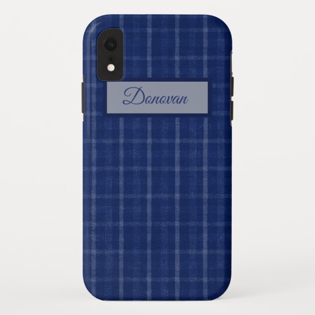 Coque Mate De Marine Bleu Et Gris Plaid coque ipho (Dos)