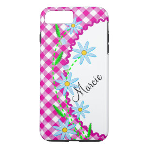 Coque-Mate Tough Plus iPhone 7 Coque rose En vichy