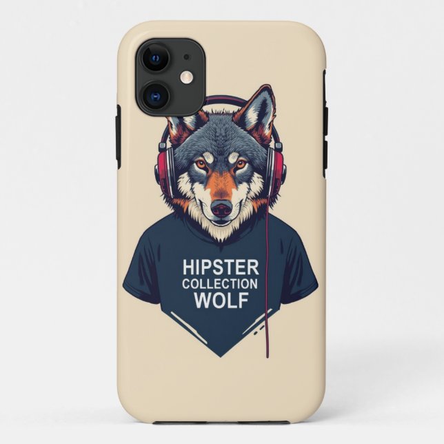 Coque mobile Hipster Wolf Headphones (Dos)