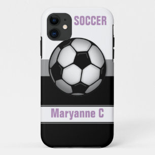 Coque moderne Soccer Ball violet personnalisé iPh