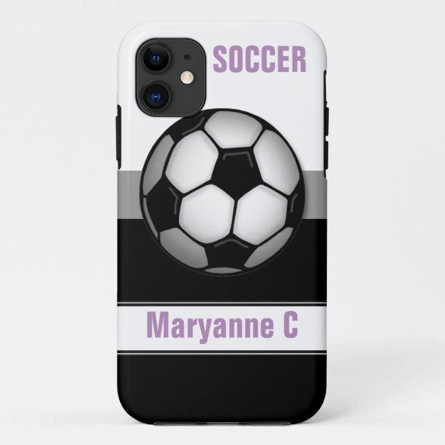 Coque moderne Soccer Ball violet personnalisé iPho (Dos)