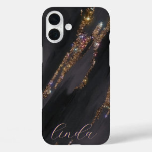 Coque Monogrammé Black Gold moderne - Mate iPhone