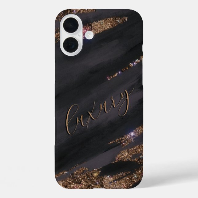 Coque Monogrammé Black Gold moderne - Mate iPhone (Verso)