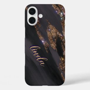 Coque Monogrammé Black Gold moderne - Mate iPhone