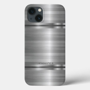 Coque Monogramme brillant métal gris argenté