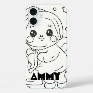 Coque monogramme de dessin animé - Mate iPhone