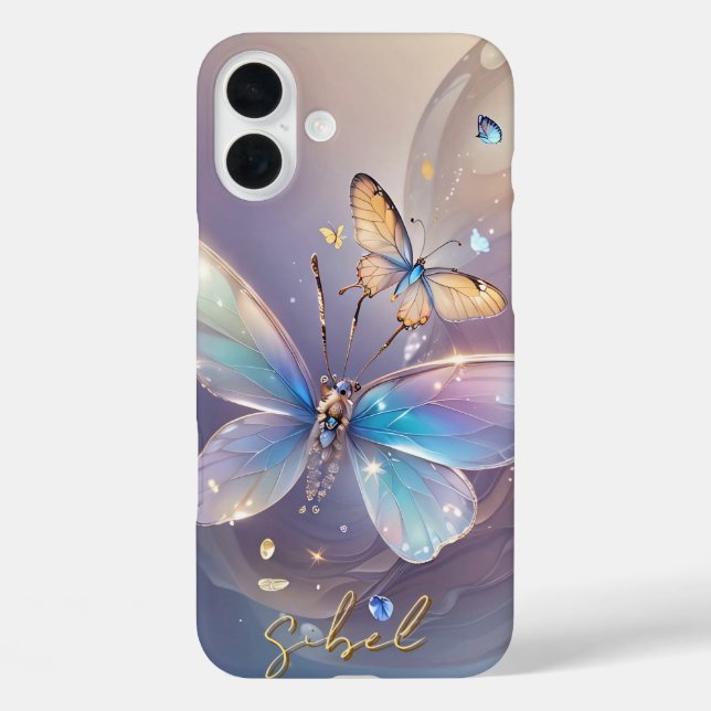 Coque monogramme de papillon dégradé - Mate iPhone (Verso)