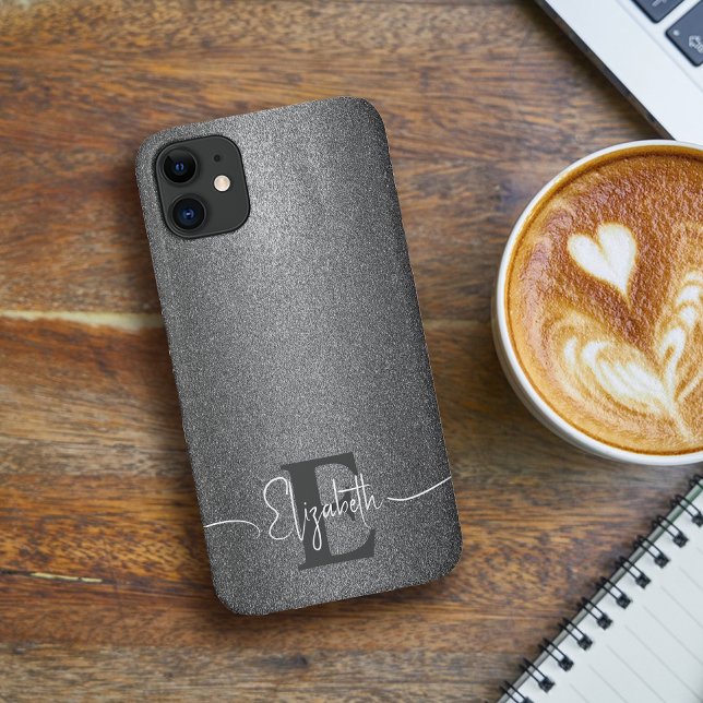 Coque Monogramme de Parties scintillant d'argent p (Créateur téléchargé)