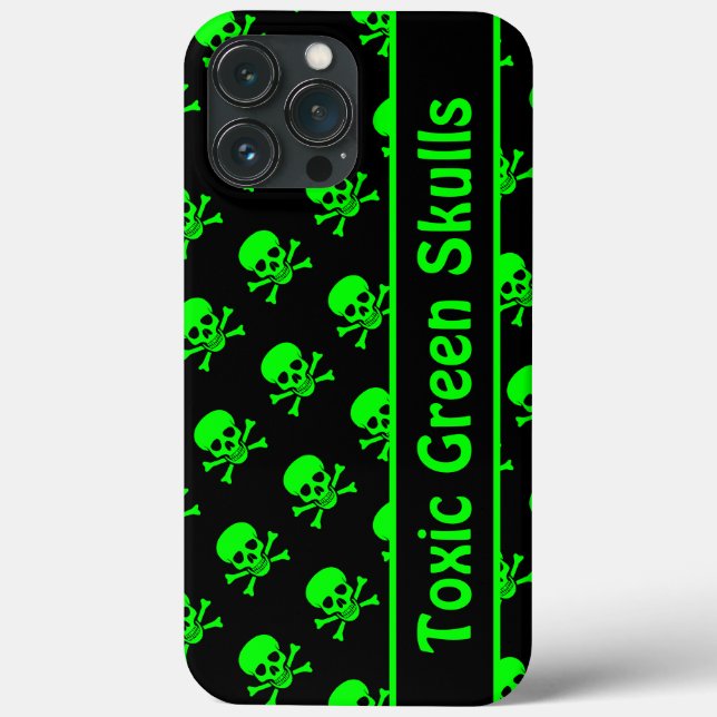 Coque Motif de crâne noir et vert avec texte perso (Verso)