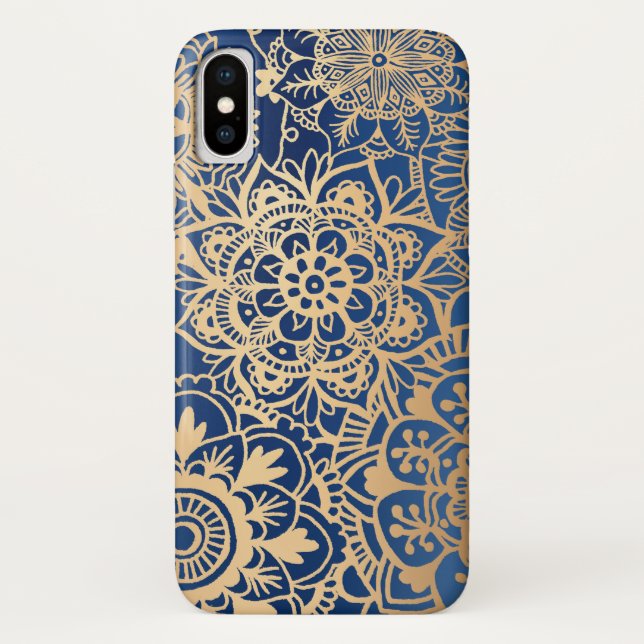 Coque Motif de Mandala bleu et or (Dos)