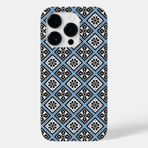Coque Motif estonien bleu noir et blanc Mitten