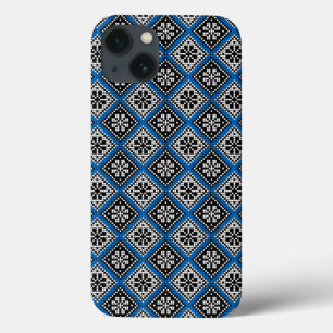 Coque Motif estonien bleu noir et blanc Mitten