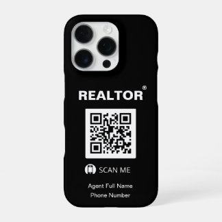 coque noir iPhone 16 Pro - Realtor®+QR Code
