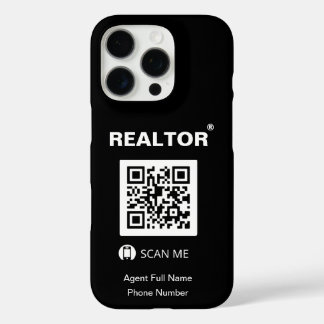 coque noir iPhone 16 Pro - Realtor®+QR Code