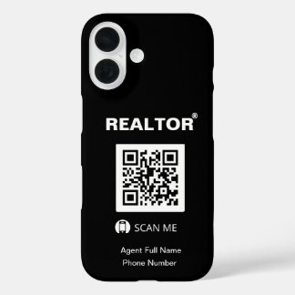 coque noir iPhone 16 - Realtor®+QR Code