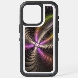 Coque iPhone 15 Pro Max Abstrait brillant Trippy coloré 3D Fractal Art